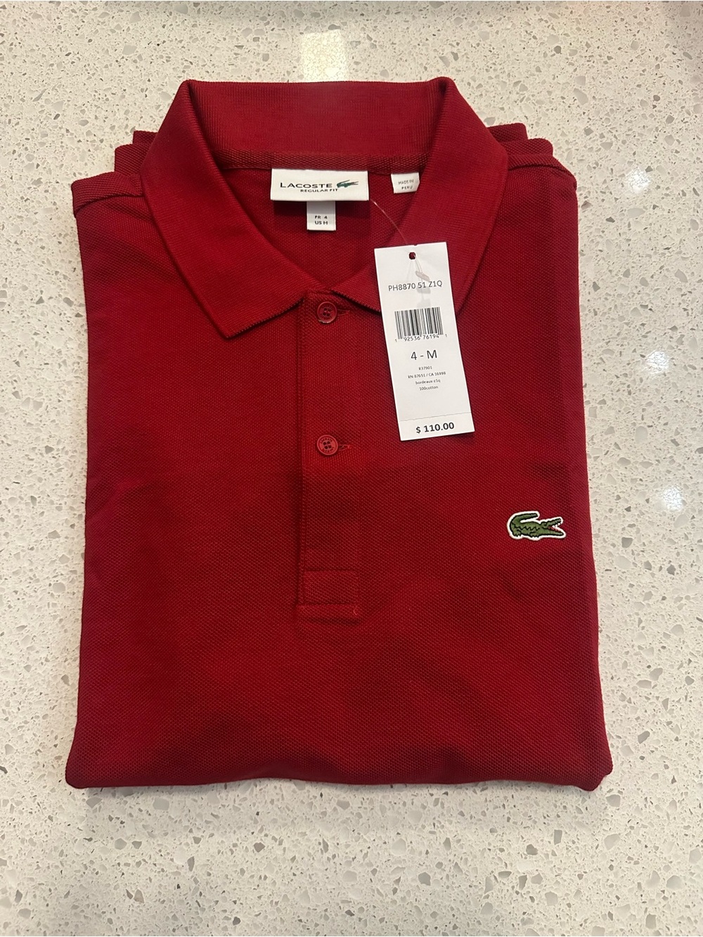 Lacoste Men’s Burgundy Red Piqué Polo with Crocodile Logo